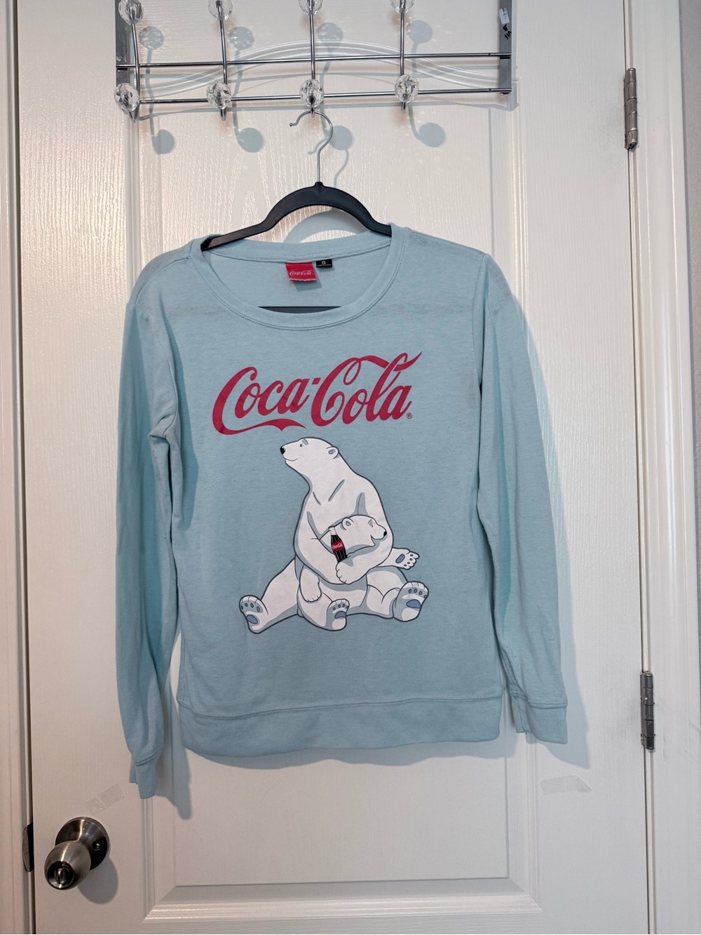 Coca Cola Light Blue Polar Bear Crewneck with Red Logo